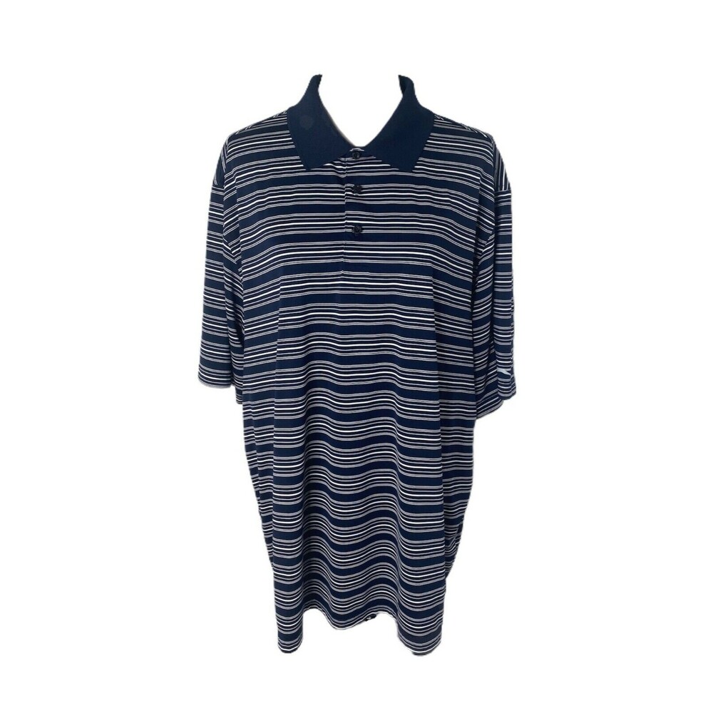 Slazenger Men's Shirt Blue and White Striped Golf Polo 1/2 Sleeve Size XXL